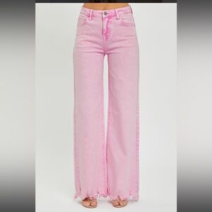 Pink Risen Wide-Leg Women Jeans